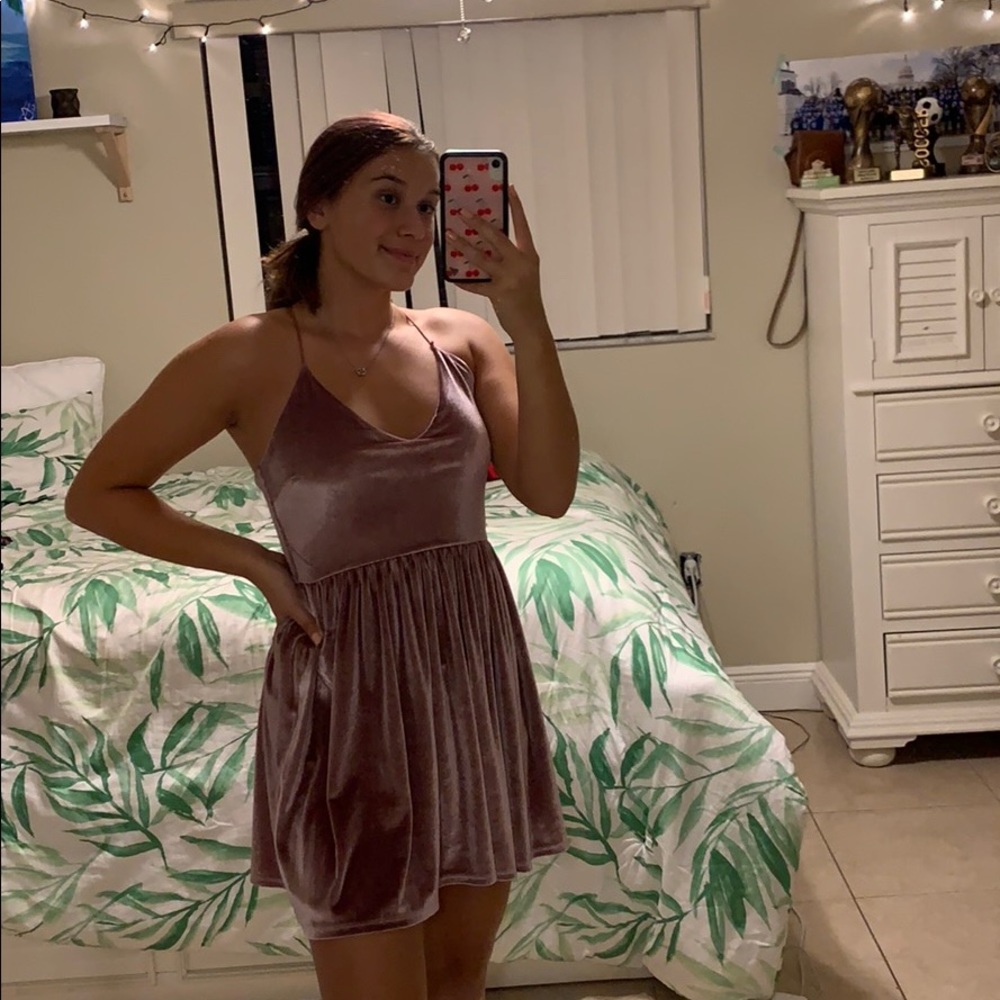 Light pink velvet dress